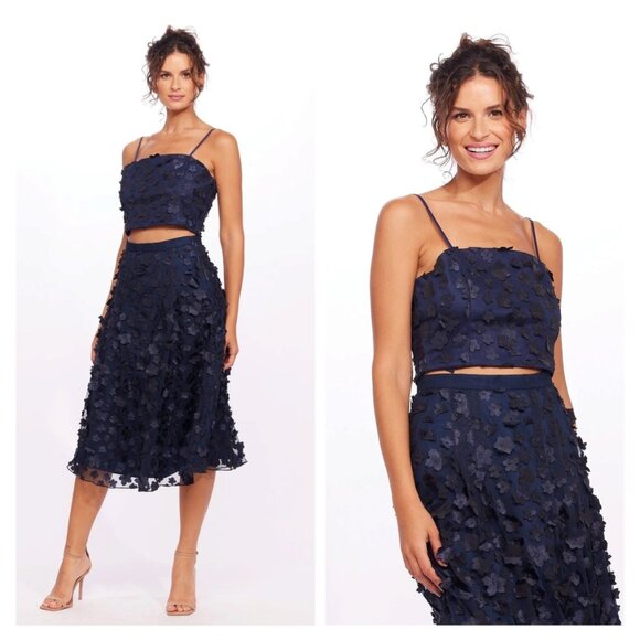 Anthropologie Dresses & Skirts - NWT Anthropologie & Eva Franco Mesh Navy Petal Top & Skirt Set